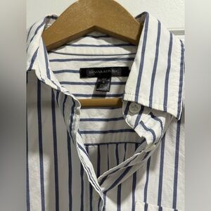 Banana Republic Navy and White Striped Button-Up. XS. Short.